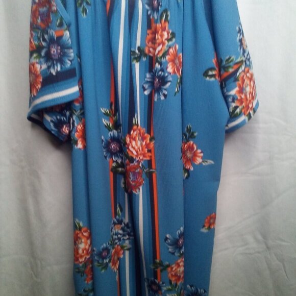 Venus Dress XL Cold Shoulder Short Sleeve Floral Blue - Picture 10 of 14